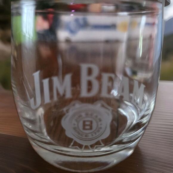 Jim Beam Whiskey Rocks Glass Bourbon Low Ball Round Cocktail Barware - Picture 1 of 2